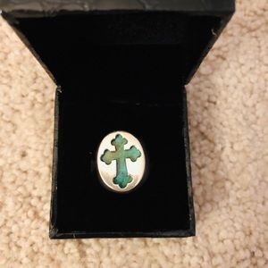 Vintage sterling silver and jade ring